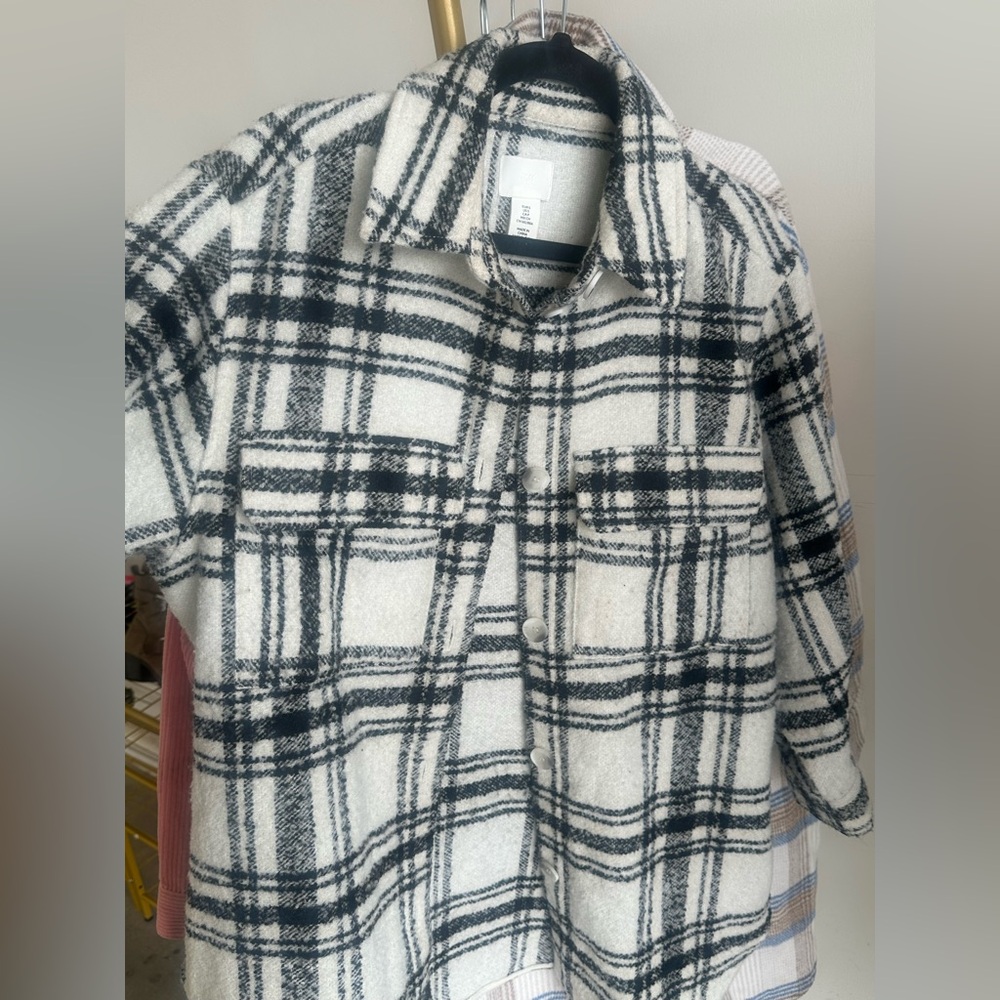 H&M Black and White Plaid Jacket